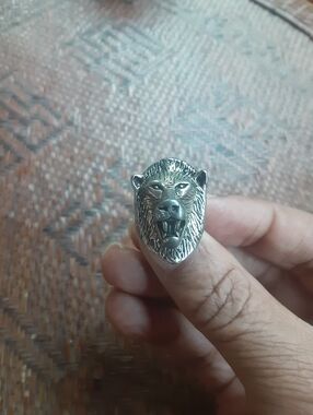 Vintage 1984 G&S Lion Head Silverplate Biker Ring, Never Worn New Old Stock